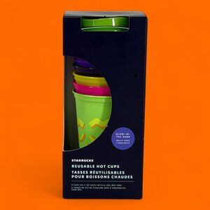 Starbucks Halloween Glow In The Dark Reusable Cup Set 6 NIB